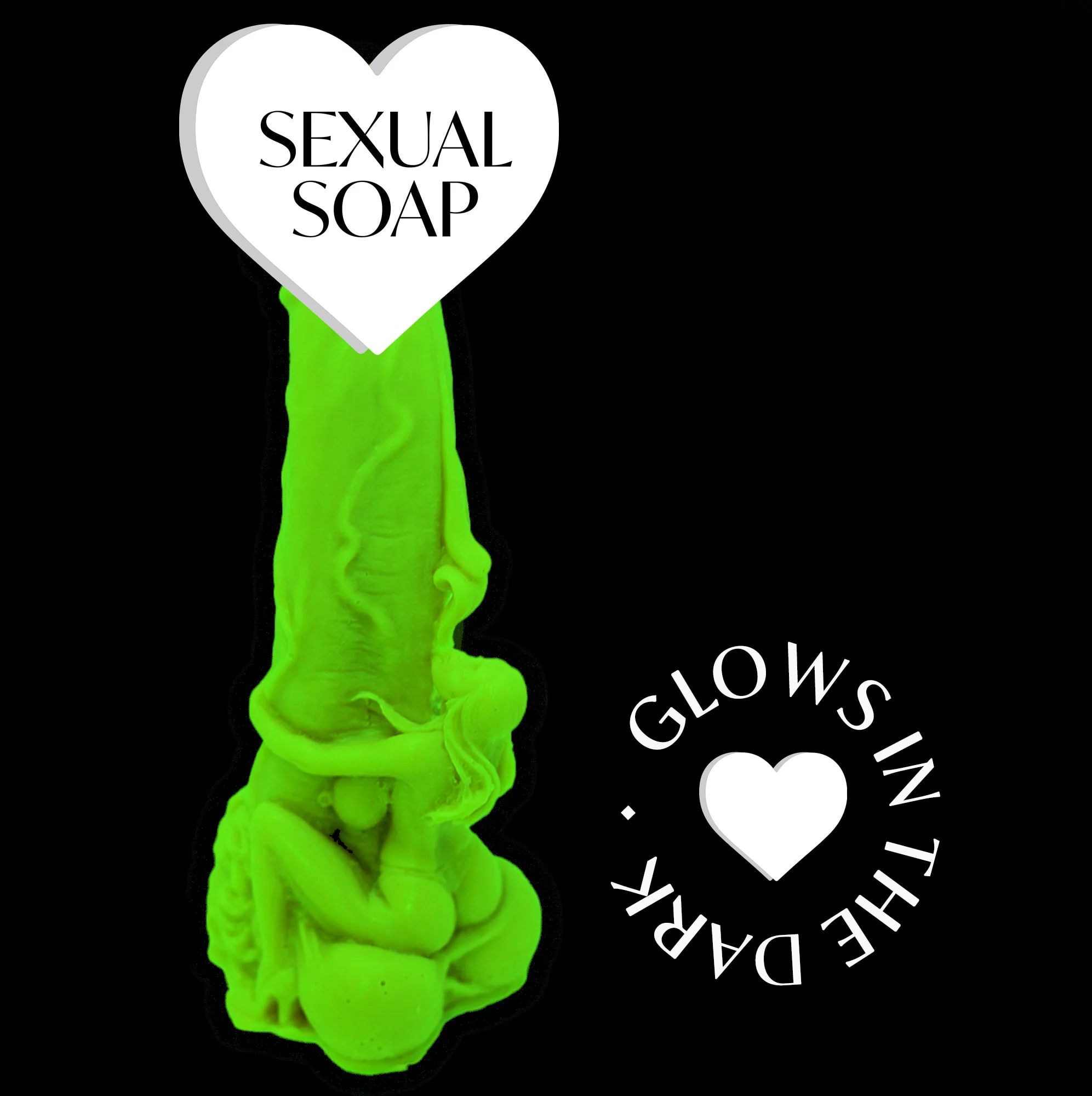 Woman holding penis glow in the dark soap
